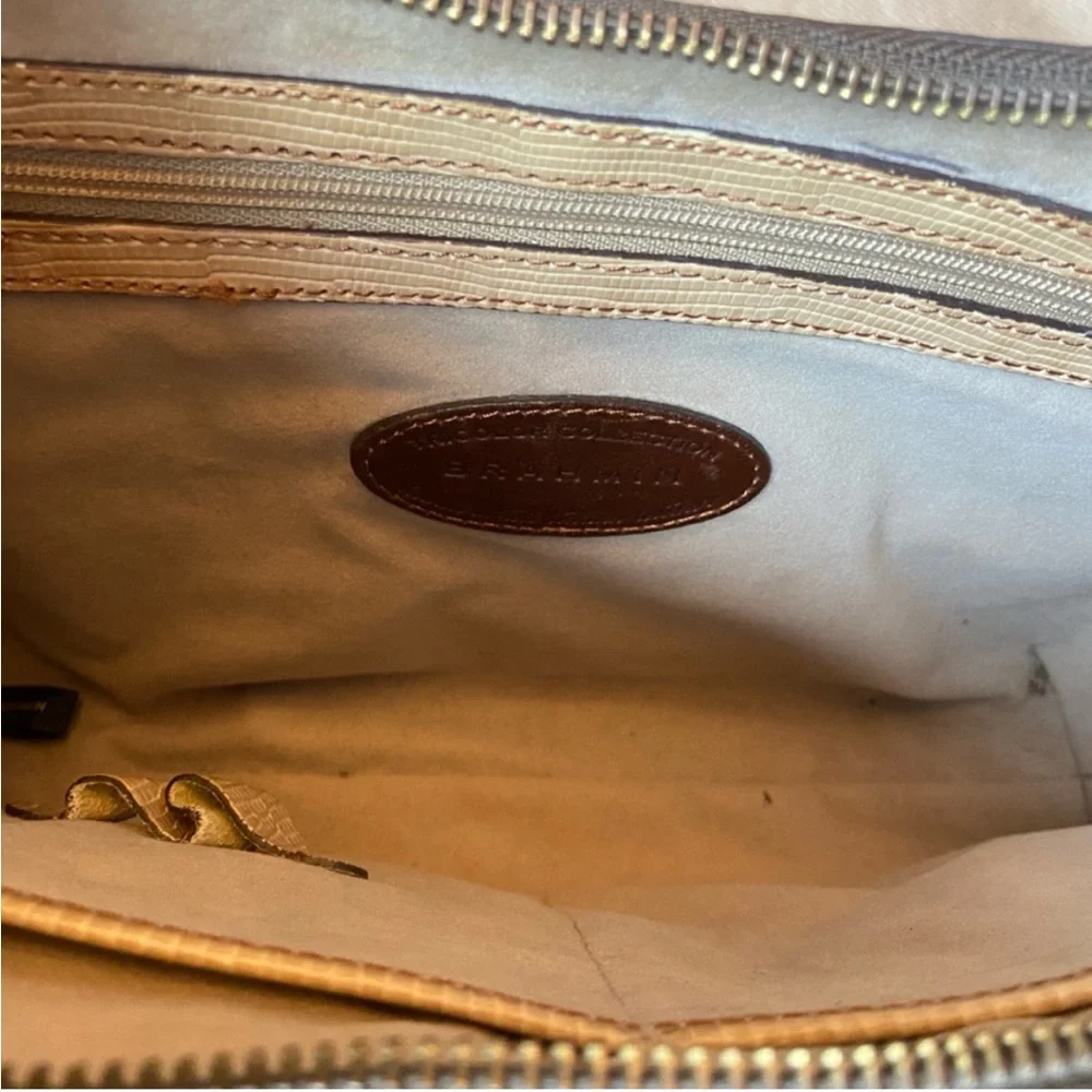 Brahmin Tan and Brown Embossed Bag EUC - Picture 5 of 11